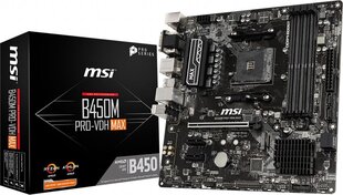 MSI B450M PRO-VDH MAX цена и информация | Материнские платы | pigu.lt