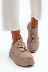 Women's Leather Platform Sneakers in Beige by Vinceza 66700 32512-21 цена и информация | Спортивная обувь, кроссовки для женщин | pigu.lt