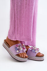 Women's Platform Slides with Decorations S.Barski HY077 Purple 32517-21 цена и информация | Женские тапочки | pigu.lt