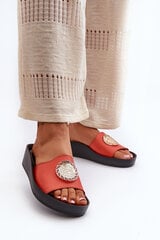 Zazoo 2920 Odiniai moteriški sandalai su aukso detalėmis Orange 32577-21 kaina ir informacija | Šlepetės moterims | pigu.lt