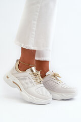 Women's Leather Sneakers with Chunky White-Gold Sole Dzumati 32596-21 цена и информация | Спортивная обувь, кроссовки для женщин | pigu.lt