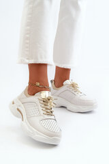 Women's Leather Sneakers with Chunky White-Gold Sole Dzumati 32596-21 цена и информация | Спортивная обувь, кроссовки для женщин | pigu.lt