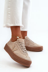 Zazoo N1100S2 Women's Suede Platform Sneakers Beige 32637-21 цена и информация | Спортивная обувь, кроссовки для женщин | pigu.lt