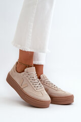 Zazoo N1100S2 Women's Suede Platform Sneakers Beige 32637-21 цена и информация | Спортивная обувь, кроссовки для женщин | pigu.lt