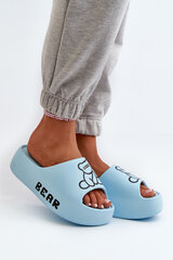 Women's Foam Slides on Chunky Sole with Bear Blue Lamira 32651-22 цена и информация | Женские тапочки | pigu.lt