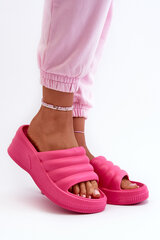 Lightweight Women's Foam Wedge Sandals On Cork And Platform Fuchsia Tendrea 32684-21 цена и информация | Женские тапочки | pigu.lt