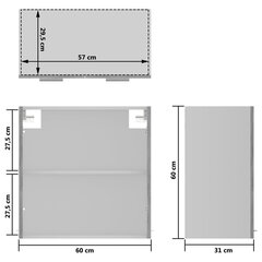 Pakabinama stiklinė spintelė, 60x31x60 cm, pilka kaina ir informacija | Virtuvinės spintelės | pigu.lt