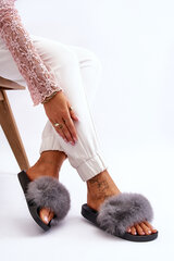 Women's Rubber Slippers With Fur Grey Lucrece 24454-21 цена и информация | Женские тапочки | pigu.lt