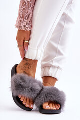 Women's Rubber Slippers With Fur Grey Lucrece 24454-21 цена и информация | Женские тапочки | pigu.lt