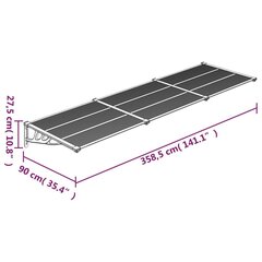 Stogelis durims, juodos spalvos, 358,5x90cm, polikarbonatas цена и информация | Зонты, маркизы, стойки | pigu.lt