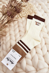 Women's Socks with Stripes and Teddy Bear Beige 29056-142 цена и информация | Женские носки | pigu.lt