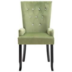 Valgomojo kėdė su porankiais, šviesiai žalia, aksomas kaina ir informacija | Virtuvės ir valgomojo kėdės | pigu.lt