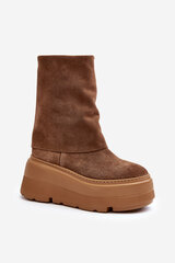 Zazoo 3410 Suede Moterų batai ant stambios platformos Camel 29808-21 kaina ir informacija | Aulinukai, ilgaauliai batai moterims | pigu.lt