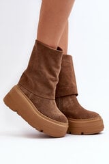 Zazoo 3410 Suede Moterų batai ant stambios platformos Camel 29808-21 kaina ir informacija | Aulinukai, ilgaauliai batai moterims | pigu.lt