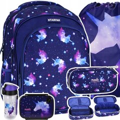 Mokyklinė kuprinė su priedais Starpak Unicorn Galaxy 492602, 5 dalių цена и информация | Школьные рюкзаки, спортивные сумки | pigu.lt