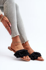 Women's Flat Sandals with Fringes Black Rialle 31208-21 цена и информация | Женские тапочки | pigu.lt