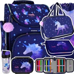 Mokyklinė kuprinė su priedais Starpak Unicorn Galaxy 492603, 6 dalių цена и информация | Школьные рюкзаки, спортивные сумки | pigu.lt