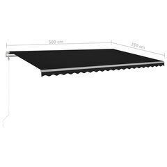 Automatinė markizė su led/vėjo jutikliu, 500x350 cm, pilka kaina ir informacija | Skėčiai, markizės, stovai | pigu.lt