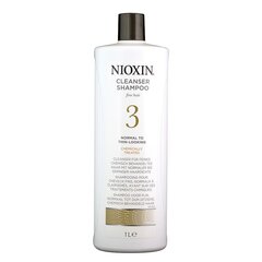 Освежающий шампунь для волос Nioxin Hair System 3 Cleanser 1000 мл цена и информация | Шампуни | pigu.lt