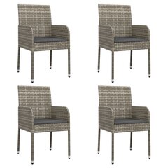 Sodo kėdės su pagalvėlėmis, 48x55x88 cm, 4vnt., pilkos kaina ir informacija | Lauko kėdės, foteliai, pufai | pigu.lt