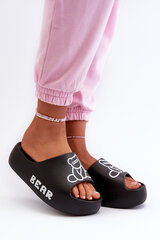 Women's Foam Slides on Chunky Sole with Bear Black Lamira 32664-22 цена и информация | Женские тапочки | pigu.lt