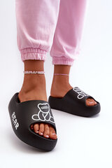 Women's Foam Slides on Chunky Sole with Bear Black Lamira 32664-22 цена и информация | Женские тапочки | pigu.lt