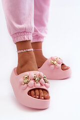 Women's Foam Slides With Decorations On Thick Sole Pink Bremavia 32669-22 цена и информация | Женские тапочки | pigu.lt