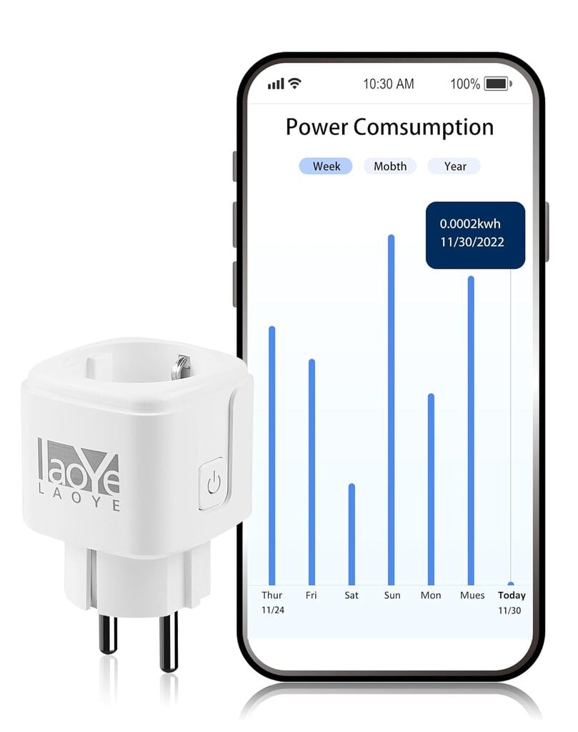 Išmanusis WIFI lizdas Laoye kaina ir informacija | Elektros jungikliai, rozetės | pigu.lt