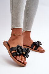 Women's Black Slides with Bow Rivarina 32678-21 цена и информация | Женские тапочки | pigu.lt