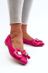 Women's Eco Suede Ballerina Flats with Bow and Brooch Fuchsia Satris 32703-21 цена и информация | Женские туфли | pigu.lt