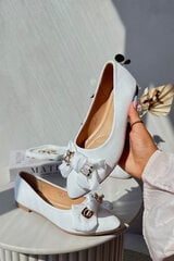 Women's Eco Leather Ballerina Flats with Bow and Brooch White Satris 32706-21 цена и информация | Женские туфли | pigu.lt