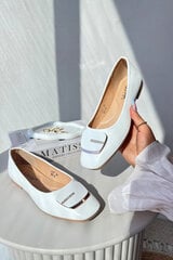 Women's Eco Leather Ballerina Flats with Decoration White Edoslli 32709-21 цена и информация | Женские туфли | pigu.lt