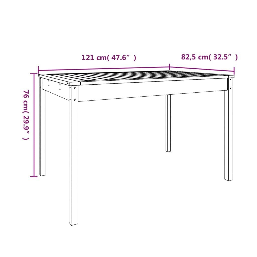 Sodo stalas, 121x82,5x76cm, pušies medienos masyvas kaina ir informacija | Lauko stalai, staliukai | pigu.lt