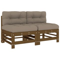 2-ių dalių vidurinių sofos dalių su pagalvėlėmis komplektas , rudas kaina ir informacija | Lauko kėdės, foteliai, pufai | pigu.lt