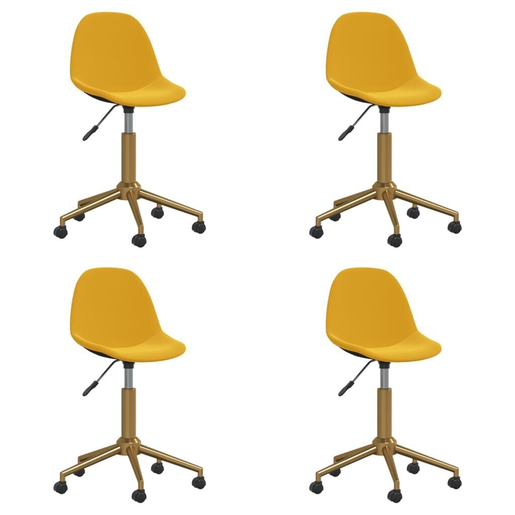 3086134 Swivel Dining Chairs 4 pcs Mustard Yellow Velvet(2x333524) цена и информация | Virtuvės ir valgomojo kėdės | pigu.lt