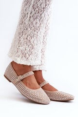 Eco Suede Ballerinas Embellished with Jet Beige Tinara 32778-21 цена и информация | Женские туфли | pigu.lt