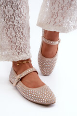 Eco Suede Ballerinas Embellished with Jet Beige Tinara 32778-21 цена и информация | Женские туфли | pigu.lt