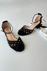 Women's Black Low Heel Faux Suede Sandals Monsha 32780-21 цена и информация | Женские босоножки | pigu.lt