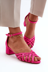 Women's Sandals in Fuchsia Eco Suede on Low Heel Monsha 32781-21 цена и информация | Женские босоножки | pigu.lt