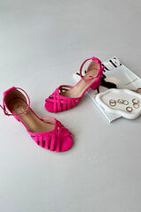 Women's Sandals in Fuchsia Eco Suede on Low Heel Monsha 32781-21 цена и информация | Женские босоножки | pigu.lt