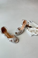 Women's Sandals in Faux Leather with Low Heel Silver Monsha 32782-21 цена и информация | Женские босоножки | pigu.lt