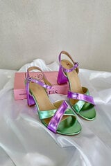 Eco Leather Sandals with Chunky Heel Purple Abilica 32785-21 цена и информация | Босоножки женские | pigu.lt