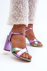 Eco Leather Sandals with Chunky Heel Purple Abilica 32785-21 цена и информация | Босоножки женские | pigu.lt