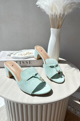 Women's Sandals In Mint Eco Suede On Heel Jemenna 32789-21 цена и информация | Женские тапочки | pigu.lt