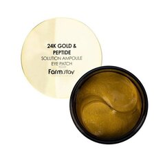 Paakių padeliai su 24 Karatų Auksu FarmStay 24K Gold &amp; Peptide Solution, 60 vnt. цена и информация | Маски для лица, патчи для глаз | pigu.lt