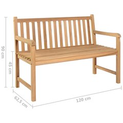 Sodo suoliukas su mėlyna pagalvėle, 120 cm, rudas kaina ir informacija | Lauko suolai | pigu.lt