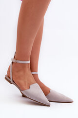 Tied Ballerina Flats Eco Suede With Pointed Toes Grey Ellesara 32771-21 цена и информация | Женские туфли | pigu.lt