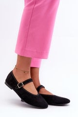 Black Eco-Suede Ballerina Flats with Buckle Anlofi 32777-21 цена и информация | Женские туфли | pigu.lt