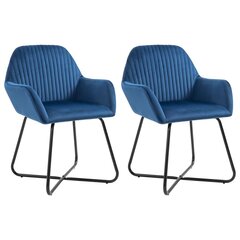 Valgomojo kėdės, 2 vnt., mėlynos spalvos, aksomas kaina ir informacija | Virtuvės ir valgomojo kėdės | pigu.lt
