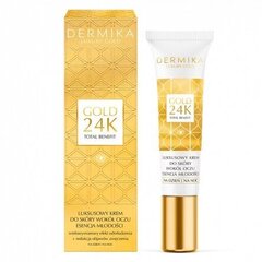 Prabangus kremas odai aplink akis dienai ir nakčiai Dermika Gold 24K Total Benefit, 15ml kaina ir informacija | Paakių kremai, serumai | pigu.lt